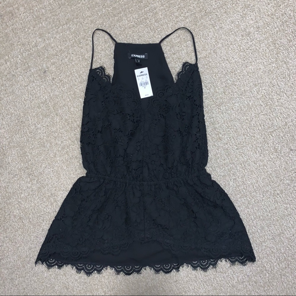 Express black lace tank top